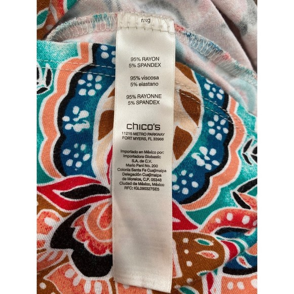 Chico's Paisley Floral Jersey Stretch Swing Rounded Hem Tunic Blouse Size 1 US M - Picture 5 of 9